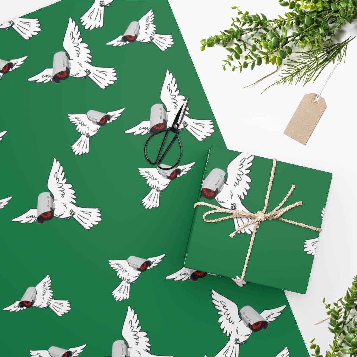 Surveillance Bird Wrapping Paper Green